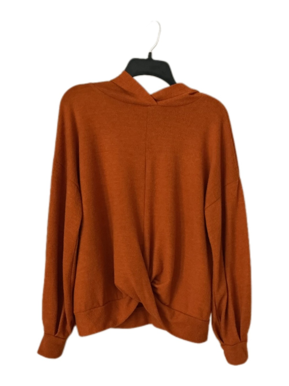 Nine West Twist-Hem Knit Hoodie Sweater in UT Orange
